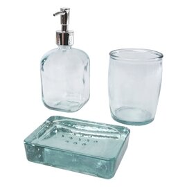 Jabony 3-częściowy zestaw łazienkowy ze szkła pochodzącego z recyclingu 12619001