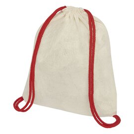 Plecak Oregon ściągany sznurkiem z kolorowymi sznureczkami, wykonany z bawełny o gramaturze 100 g/m? 12048902