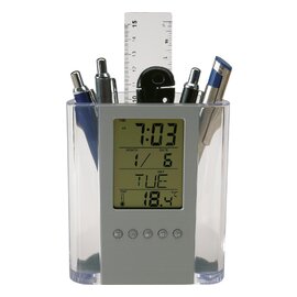 Zegar z wyświetlaczem LCD BUTLER, srebrny, transparentny 56-0401316