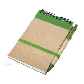 Notes Kraft 90x140/70k gładki z długopisem, zielony/beżowy R73795.05