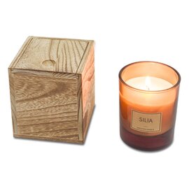 Świeca w drewnianym pudełku Silia, brązowy R17417.10