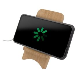 Składana bambusowa ładowarka bezprzewodowa 10W B'RIGHT, stojak na telefon | Barbra V0189-17