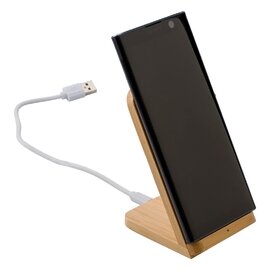 Bambusowa ładowarka bezprzewodowa 5W, stojak na telefon V0186-17