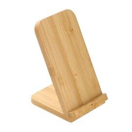 Bambusowa ładowarka bezprzewodowa 10W B'RIGHT, stojak na telefon | Wilder V0349-17