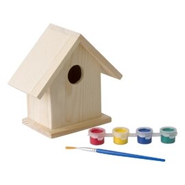 Domek dla ptaków do malowania, farbki i pędzelek V7347-17