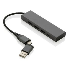 Hub USB 2.0 z USB C, aluminium z recyklingu P308.682