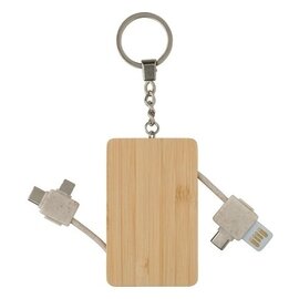 Kabel do ładowania, bambusowy brelok do kluczy V1691-16