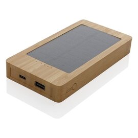 Bambusowy power bank 10000 mAh, ładowarka słoneczna P322.399