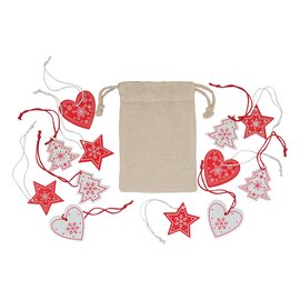 Zestaw drewnianych ozdób świątecznych, beżowy X91023.13