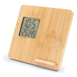 Bambusowa ładowarka bezprzewodowa 10W, stacja pogodowa Kahele V8328-18