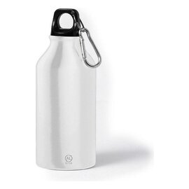 Butelka sportowa 400 ml z aluminium z recyklingu, z karabińczykiem V1065-02