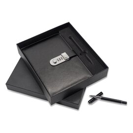 Zestaw notes z szyfrem i długopis Windsor, czarny R02336.02