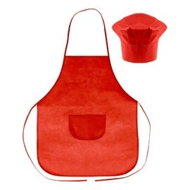 Zestaw małego kucharza, fartuch kuchenny i czapka kucharska, rozmiar dziecięcy | Nedina VA063-05