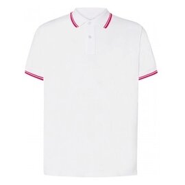 POLO MĘSKIE JHK PORA 210 CONTRAST - WHITE/RED