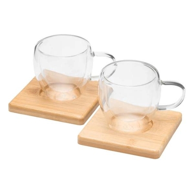 Zestaw szklanek BAMBOO DUO, brązowy, transparentny 56-0304458