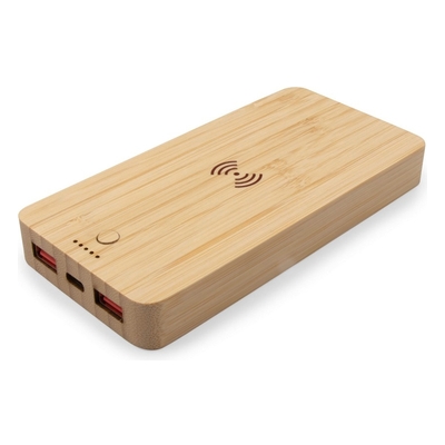 Bambusowy bezprzewodowy power bank 8000 mAh B'RIGHT, ładowarka bezprzewodowa 15W | Benson V0053-17