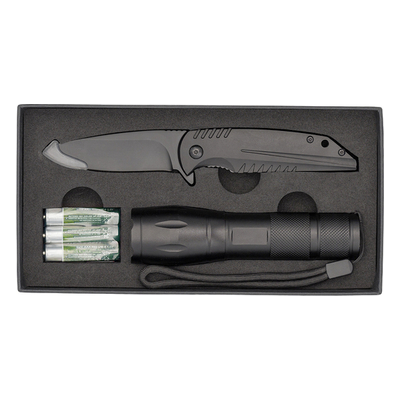 Zestaw nóż z latarką Mezus, czarny R17569.02