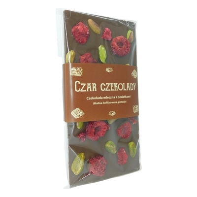 Czekolada mleczna z maliną i pistacją 110g